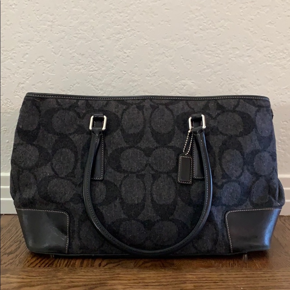 Coach Charcoal and Black Wool Purse